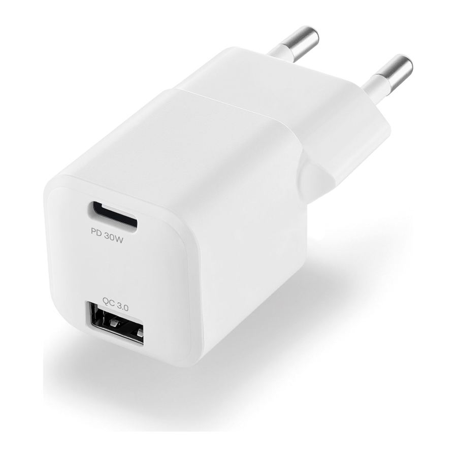 Wall charger Pulse Dual 30W (USB-A, USB-C) Сетевое зарядное устройство, Белый